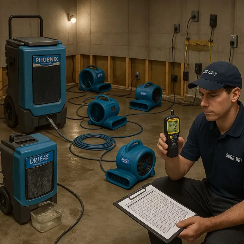 Structural Drying and Dehumidification process in East Los Angeles, CA